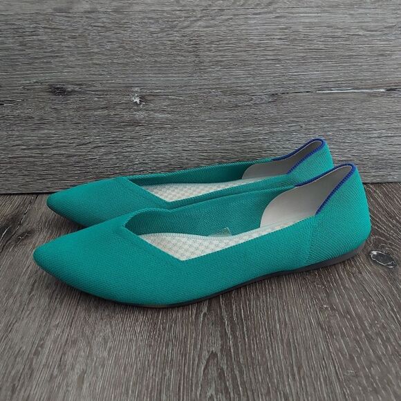 Rothys The Point Shamrock Teal Blue Green Ballet Flat Size 10 - Picture 4 of 11